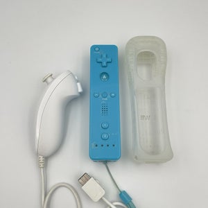 Nintendo Wii Remote Controller RVL-003 Blue With Nunchuck OEM - Tested