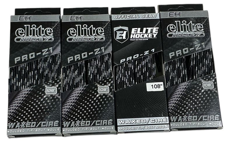 4 PACK Black Thin Waxed Elite Hockey 108” Laces 8000