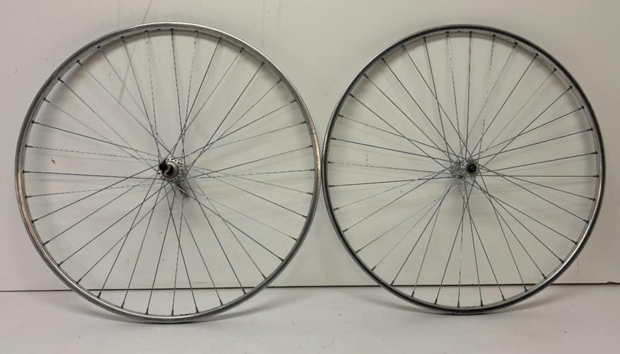Vintage Rigida 36-Steel Spoke Silver Aluminum 27" QR Wheelset Maillard Hubs