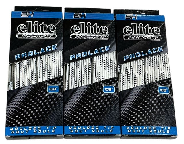 3 PACK White Thin UnWaxed Elite Hockey 108” Laces 8005
