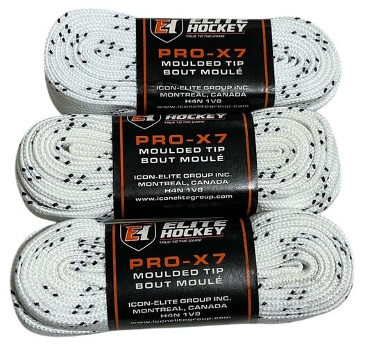 3 PACK White Wide UnWaxed Elite Hockey 108” Laces 8006
