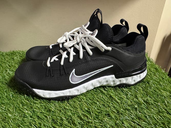 Nike Huarache 9 Elite TF LAX Turf Lacrosse Shoes Black White FN0310-002 Men's 10
