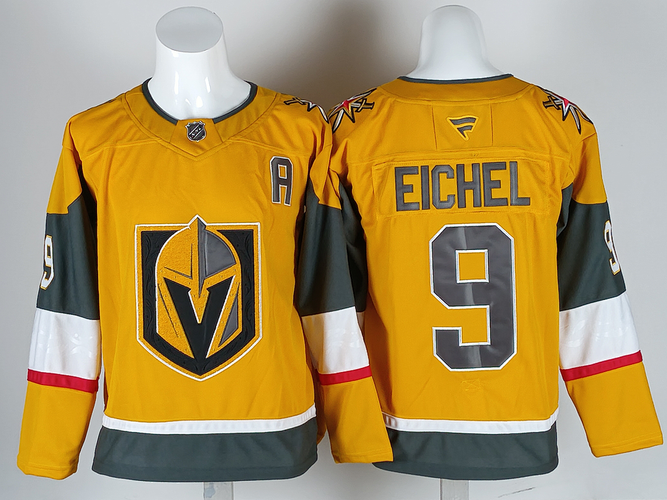 Vegas Golden Knights Jack Eichel #9 Stitched Gold Jersey Retro Ice Hockey Jersey Size 52