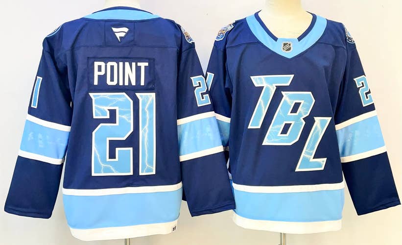 Men's Tampa Bay Lightning Brayden Point #21 Stitched Blue Jersey Ice Hockey SIze 52