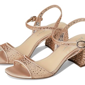 Blue By Betsey Johnson Otis Sandal Womens 7.5 Blush Rhinestone Block Heel VER396