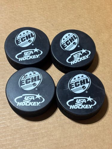 ECHL Official Practice Hockey Pucks Lot of 4 Brand New