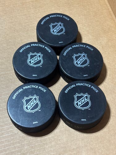 NHL Official Practice Hockey Pucks Lot of 5 Brand New