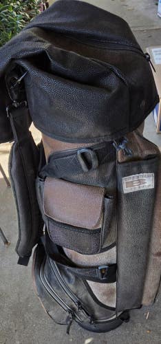 VERY NICE HEAVY DUTY 6 WAY BLENDEN SPORT BUSH WACKER LEATHER CART GOLF BAG AZ326