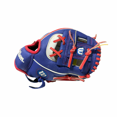 Used Wilson Tball Glove Bb Sb Glove T-ball White Royal Red 10" 11834-s000052525