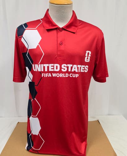 New Men's Fifa World Cup 2026 USA Short Sleeve Polo Shirt- M