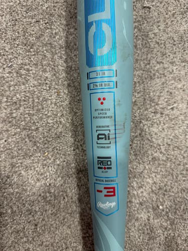 2025 Rawlings Clout AI Alloy BBCOR Certified Bat (-3) 28 oz 31" (Used)