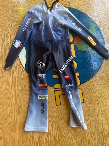 Ski racing suit- Italian national team alumn- blue and light blue colors- made for speed racing