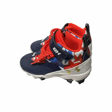 Used Under Armour Bryce Harper Bb Sb Cleats White Royal Red Youth 11.0 11834-s000052469