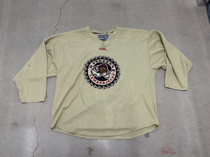 USHL MUSKEGON LUMBER JACKS Gold Size 58 Men's Jersey (Used)