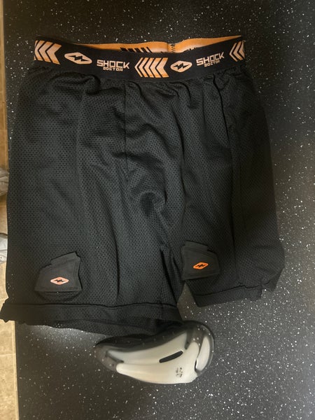 Shock Doctor Mens Senior Hockey Core Compression Shorts Black With Cup