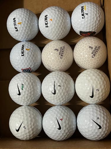 Mixed Golf Ball Lot Nike Mojo One Vapor 20XI Juice+ Volvik Crystal Wilson 12