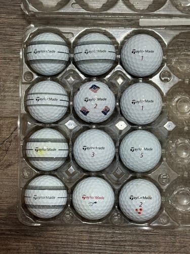 12 TaylorMade TP5x Golf Balls - Stripe and Pix Design, 5A/4A Condition