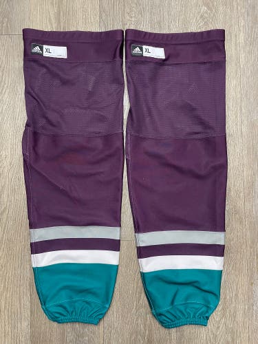 Pro Stock NHL Adidas Anaheim Ducks Retro XL Hockey Socks Made in Canada (Used)