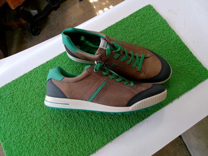 ECCO Mens Golf Street Shoes - BIRCH/BLACK/MASTERS GREEN - Size 11 - 11.5