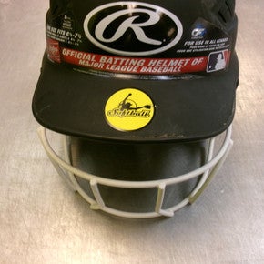 Used Rawlings Softball Helmet Batting Helmet W Mask Black Md 11339-s000202216