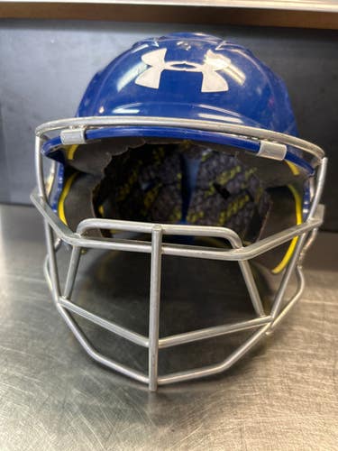 Used Under Armour Helmet W Mask Batting Helmet W Mask Royal Blue Xs 11868-s000064030