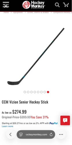 Senior CCM Vizion Left Hand Hockey Stick P28M 75 Flex (Used)