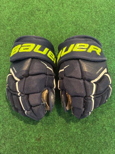 Blue & Neon Junior Bauer Supreme Ultrasonic Gloves 12" (Used)