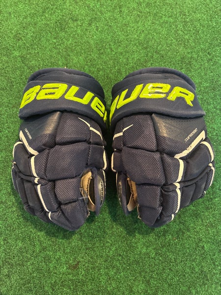 Blue & Neon Junior Bauer Supreme Ultrasonic Gloves 12" (Used)