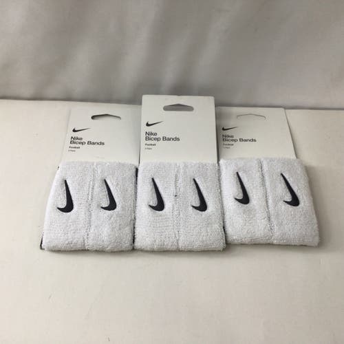 Nike Swoosh Bicep Sweat Bands White Pack of 3 (New)