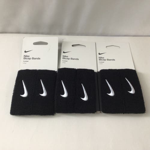 Nike Swoosh Bicep Sweat Bands Black Pack of 3 (New)