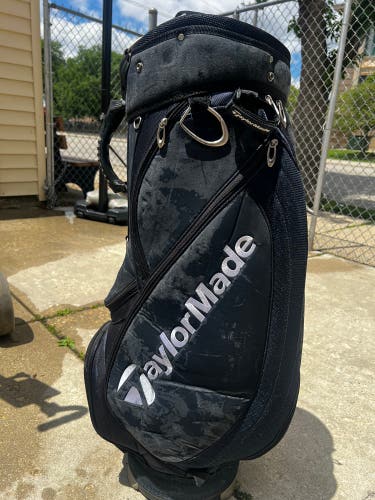 TaylorMade Golf Cart Bag 14-Way Divider Black Blue Multiple Pockets Pre-Owned