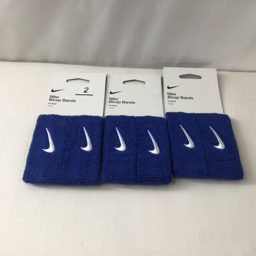 Nike Swoosh Bicep Sweat Bands Royal Blue Pack of 3 (New)