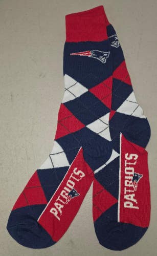 Mens NFL NEW ENGLAND PATRIOTS Argyle Lineup Crew Socks LARGE
