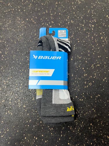 Gray Medium Bauer Supreme (New) Skate Socks Item#CCMS