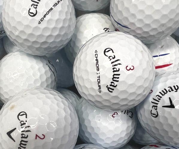 36 Premium AAA White Callaway Chrome Tour Used Golf Balls..Triple Trac and White