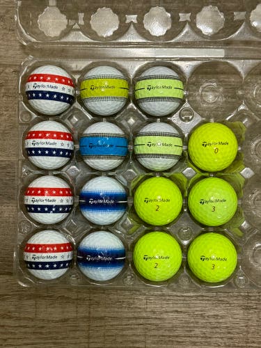 15 TaylorMade Tour Response Golf Balls - Stripe Design and Yellow
