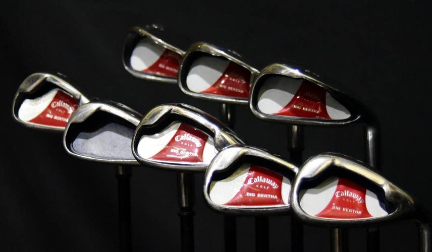 CALLAWAY BIG BERTHA IRON SET 3-PW FLEX: REGULAR LENGTH: (5) 39 IN RH NEW GRIPS
