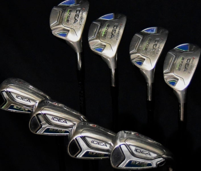 ADAMS IDEA IRONS HYBRID SET 8 CLUBS FLEX: STIFF LENGTH: (5) 39.5 IN RIGHT HANDED