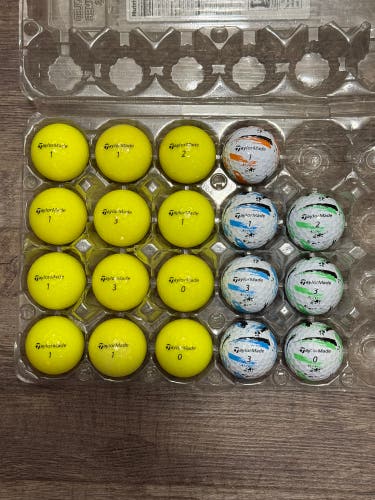 19 TaylorMade SpeedSoft Golf Balls - Yellow and Ink Design (5A MINT CONDITION)