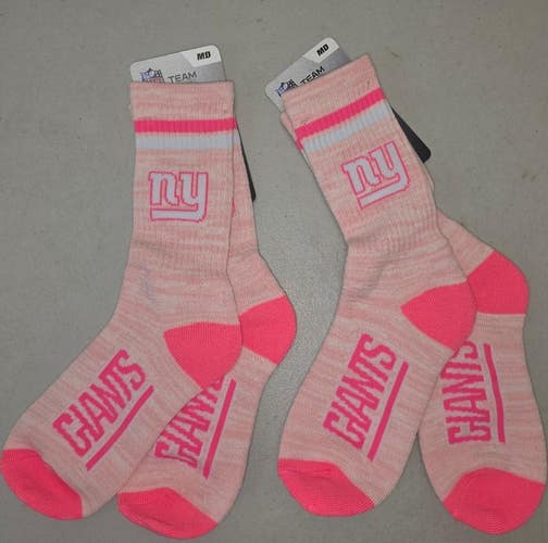 60619-10 Mens NFL NEW YORK GIANTS Crew Socks Lot of 2 Pair MEDIUM New