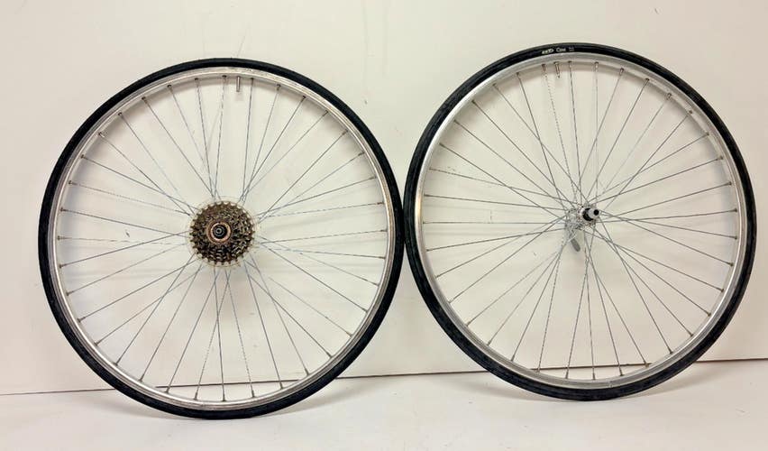 Vintage Weinmann 6-Spd 36-Steel Spoke Aluminum QR 700C Wheelset KK Hubs & Tires