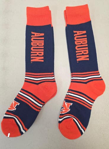 60619-11 Mens NCAA AUBURN TIGERS Crew Socks Lot of 2 Pair LARGE New