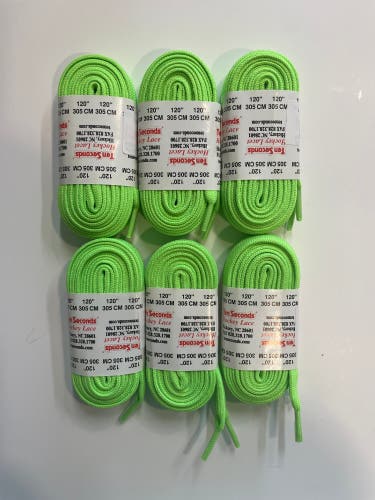Hockey Laces 6 Pairs Neon Green (120 inches)
