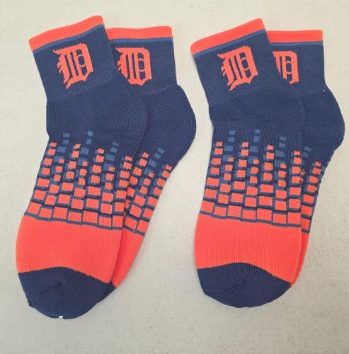 60619-31 Mens MLB DETROIT TIGERS 1/4 Socks Lot of 2 Pair LARGE New