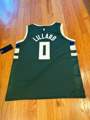Fanatics Damian Lillard Milwaukee Bucks Jersey Youth Medium New W Tags