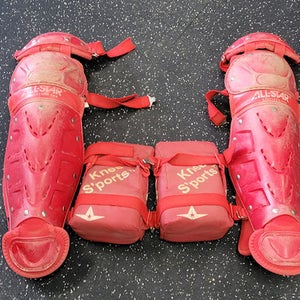 Used All-star Lg912ps Catchers Leg Guards Red Adult 11849-s000041007