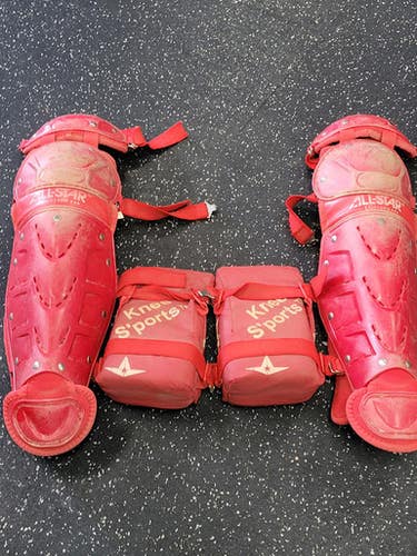 Used All-star Lg912ps Catchers Leg Guards Red Adult 11849-s000041007