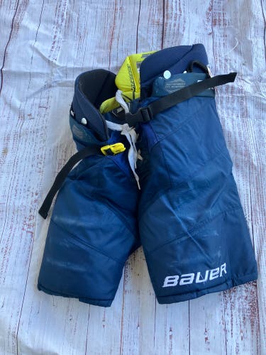 Blue Junior Large Bauer Supreme 3S Pro Hockey Pants (Used)