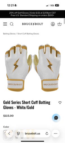 Bruce Bolt Batting Gloves White
