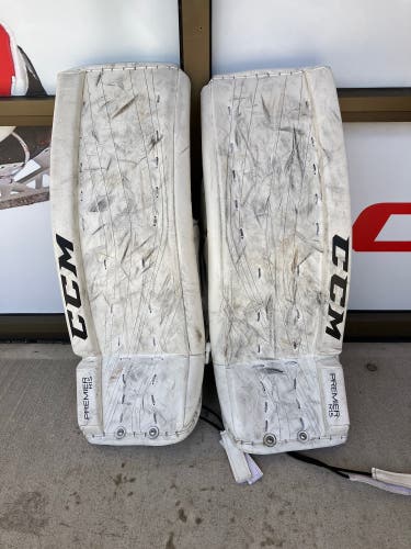 White 30" Intermediate CCM Premier R1.5 Goalie Leg Pads (Used)